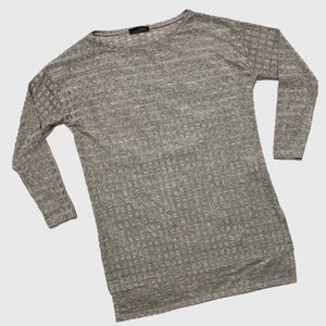 Zara W&B Silver Metallic Waffle Knit Tunic sz M